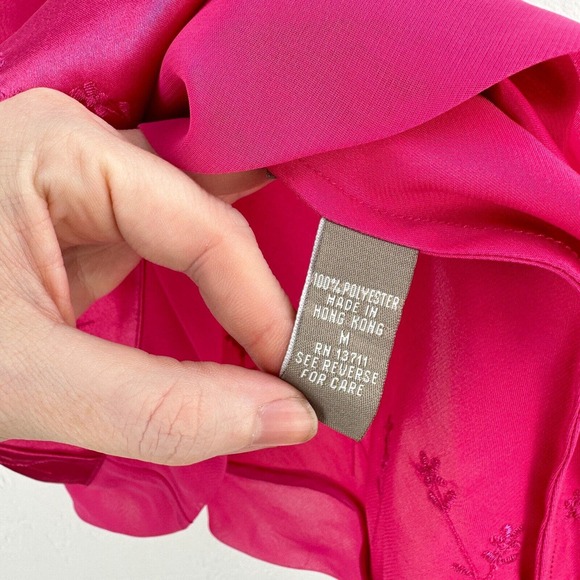 Vtg Valerie Stevens Satin Camisole Top Women M Pink Square‎ Neck Pullover Floral - Picture 7 of 8